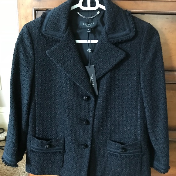Talbots black tweed jacket size 6 - Picture 1 of 5